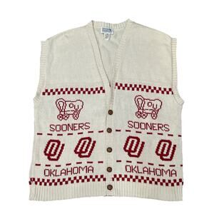 VTG Vested Interests Oklahoma Sweater Vest XL Retro OU Sooners USA University